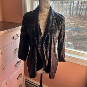 Costa Blanca Black Sequin Blazer Jacket Holiday Party Size Medium